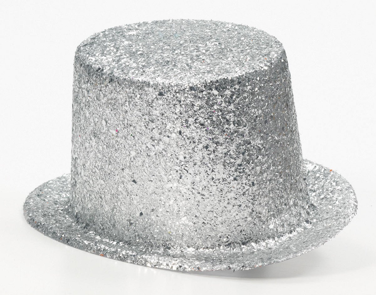 Glitter Top Hat Silver by Rubies only at  TeeJayTraders.com