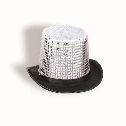 Sequin Top Hat Silver by Rubies only at  TeeJayTraders.com