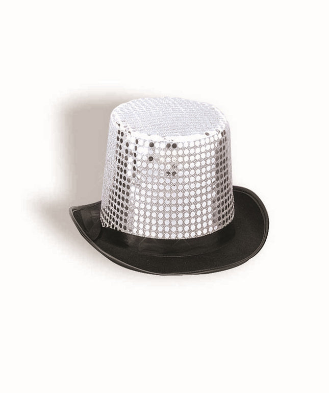 Sequin Top Hat Silver by Rubies only at  TeeJayTraders.com
