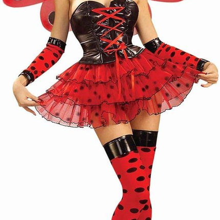 Red And Black Polka Dot Lady Bug Women Thigh Highs by Halloween Resource Center only at  TeeJayTraders.com - Image 2