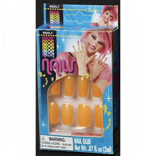 Retro Rave Orange Women Nails by Halloween Resource Center only at  TeeJayTraders.com