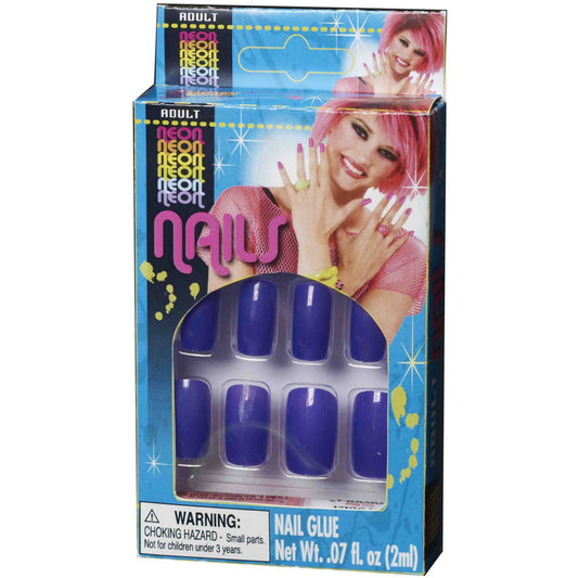 Retro Rave Purple Women Nails by Halloween Resource Center only at  TeeJayTraders.com