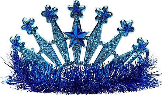 Stars Gem and Tinsel Fringed Crown Tiara Blue by Amscan only at  TeeJayTraders.com