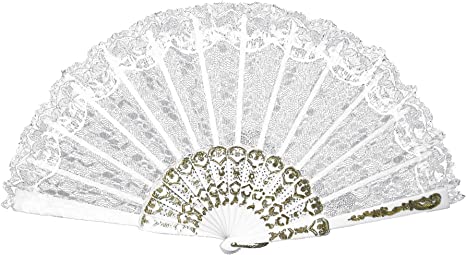 Fan White Lace Accessory by Morris Costumes only at  TeeJayTraders.com