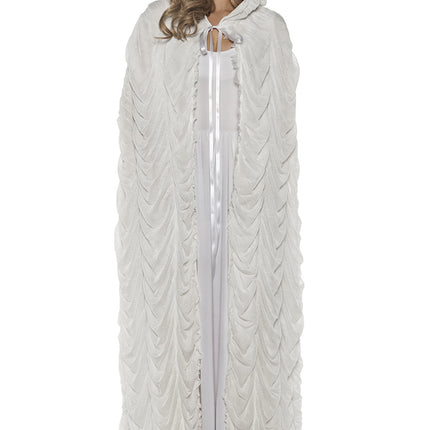 Double Layered Hooded Women Coffin Cape White by Underwraps Costumes only at  TeeJayTraders.com