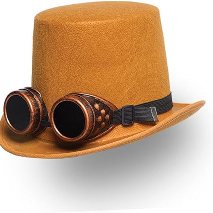 Steampunk Top Hat with Goggles by Underwraps Costumes only at  TeeJayTraders.com