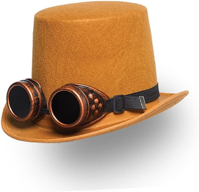 Steampunk Top Hat with Goggles by Underwraps Costumes only at  TeeJayTraders.com