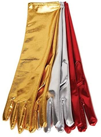 Women Red Metallic Gloves by Underwraps Costumes only at  TeeJayTraders.com - Image 2