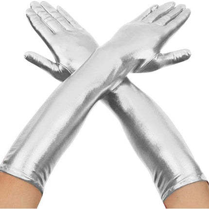 Women Silver Metallic Gloves by Underwraps Costumes only at  TeeJayTraders.com
