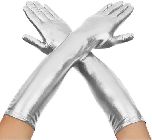 Women Silver Metallic Gloves by Underwraps Costumes only at  TeeJayTraders.com