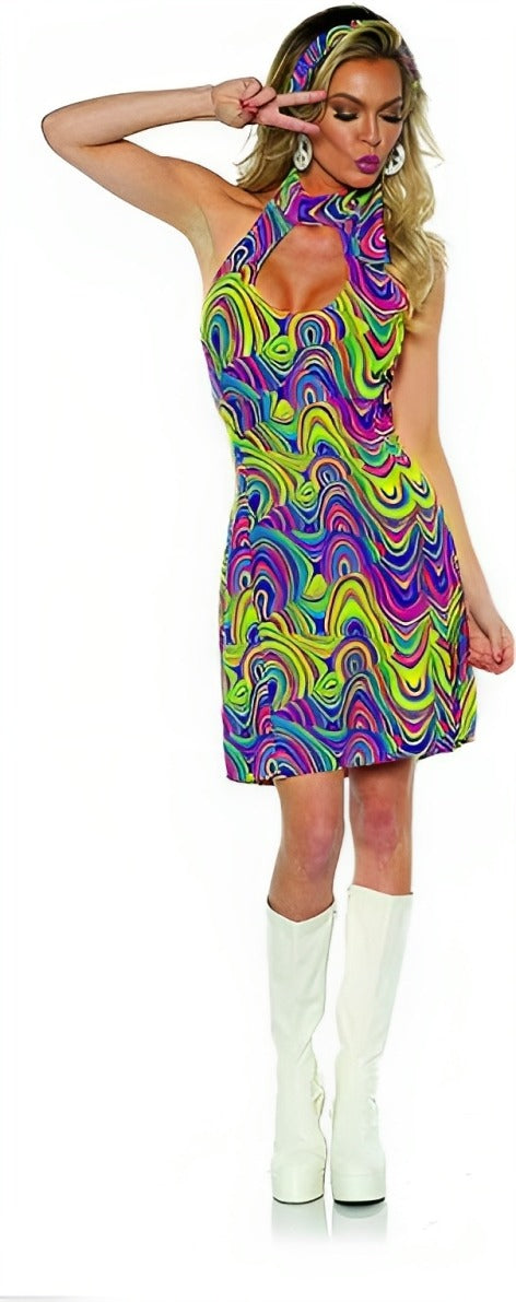 Black Light Reactive Hippie Women Costume by Underwraps Costumes only at  TeeJayTraders.com