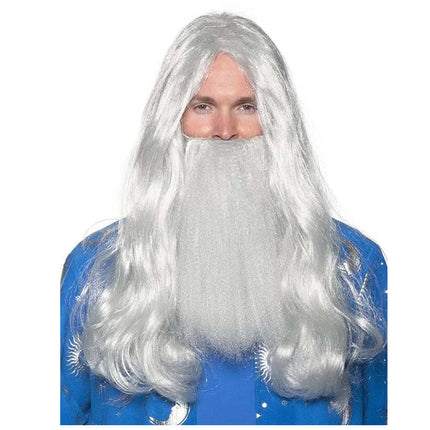 Wizard Men Wig and Beard Set by Underwraps Costumes only at  TeeJayTraders.com