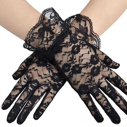 Women Lace Wrist Gloves Black by Underwraps Costumes only at  TeeJayTraders.com