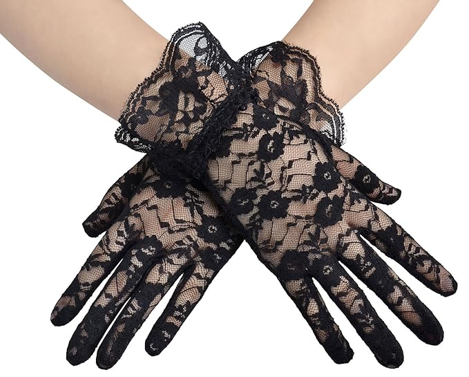 Women Lace Wrist Gloves Black by Underwraps Costumes only at  TeeJayTraders.com