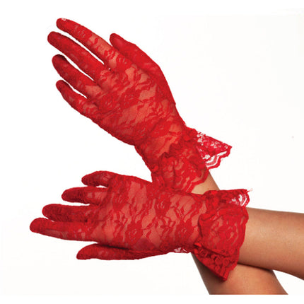 Women Lace Wrist Gloves Red by Underwraps Costumes only at  TeeJayTraders.com