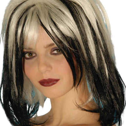 Adult Women's Black And White Wicked Wig